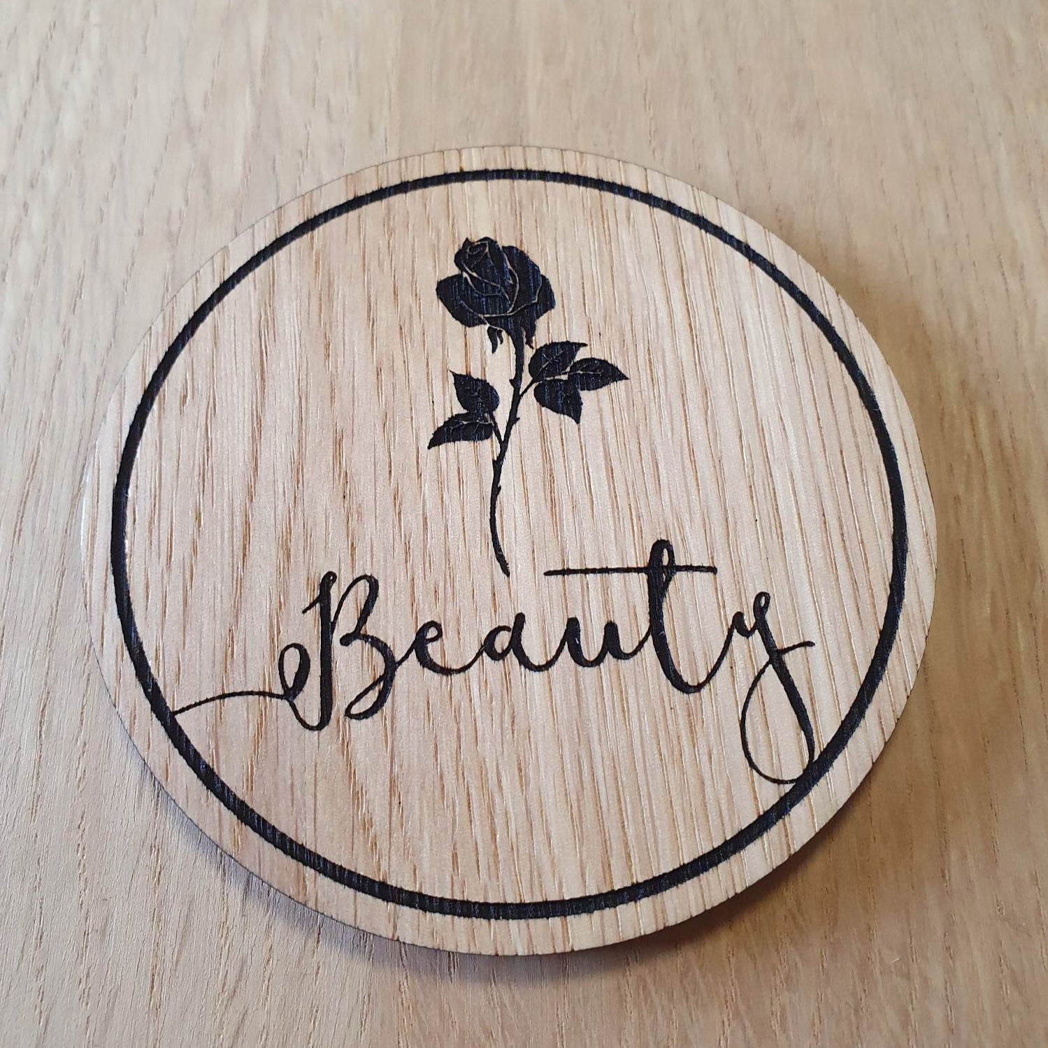 Laser cut wooden coaster personalised. Alice Wonderland Eat Drink Me Double Deal