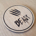 Laser cut wooden coaster personalised. Beast