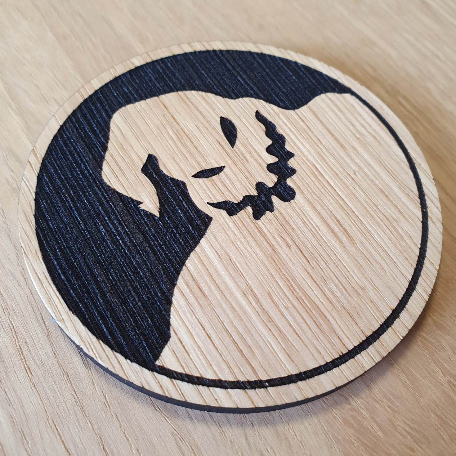 Laser cut wooden coaster personalised. Oogie Boogie Nightmare Christmas