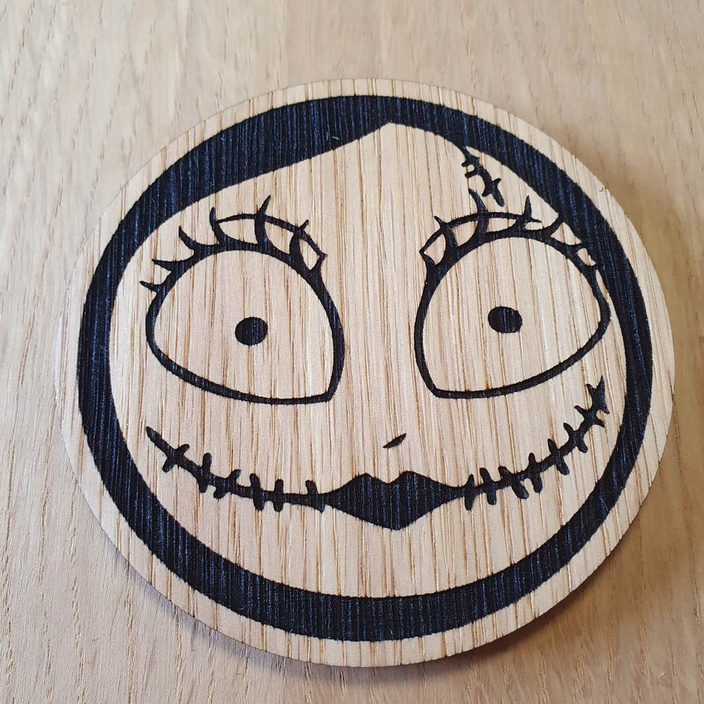 Laser cut wooden coaster personalised. Nightmare Christmas Sally