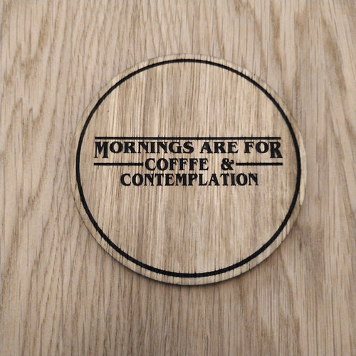 Laser cut wooden coaster personalised. Hopper coffee quote