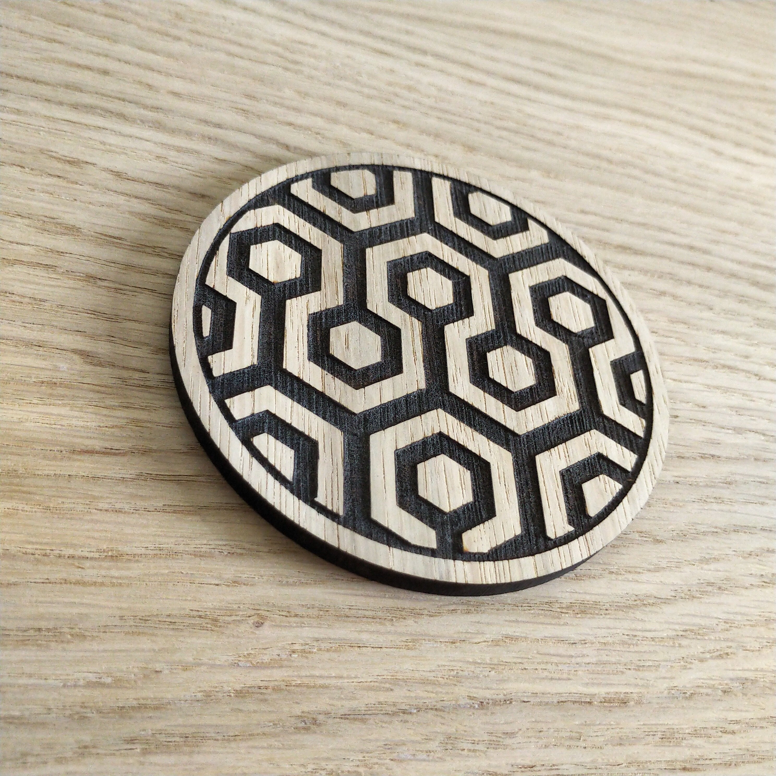 Laser cut wooden coaster personalised. The Shining Hotel Carpet Design