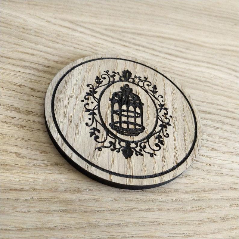 Laser cut wooden coaster personalised. Bird Cage