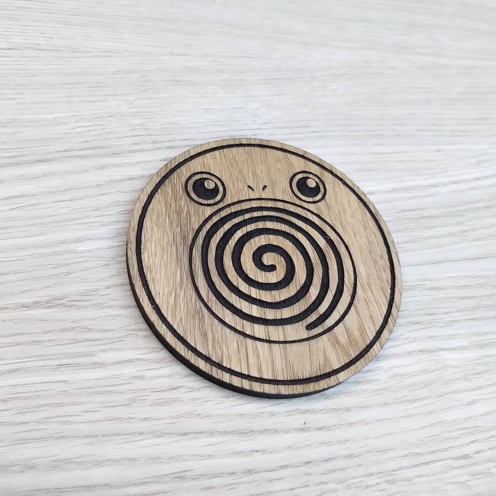 Laser cut wooden coaster personalised. Poli whirl