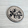 Laser cut wooden coaster personalised. Optimus Prime torso. Fist clenched