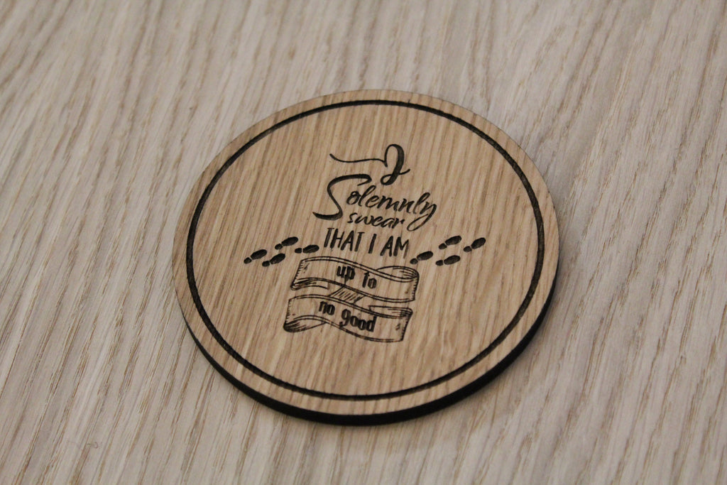 Laser cut wooden coaster personalised. marauders map