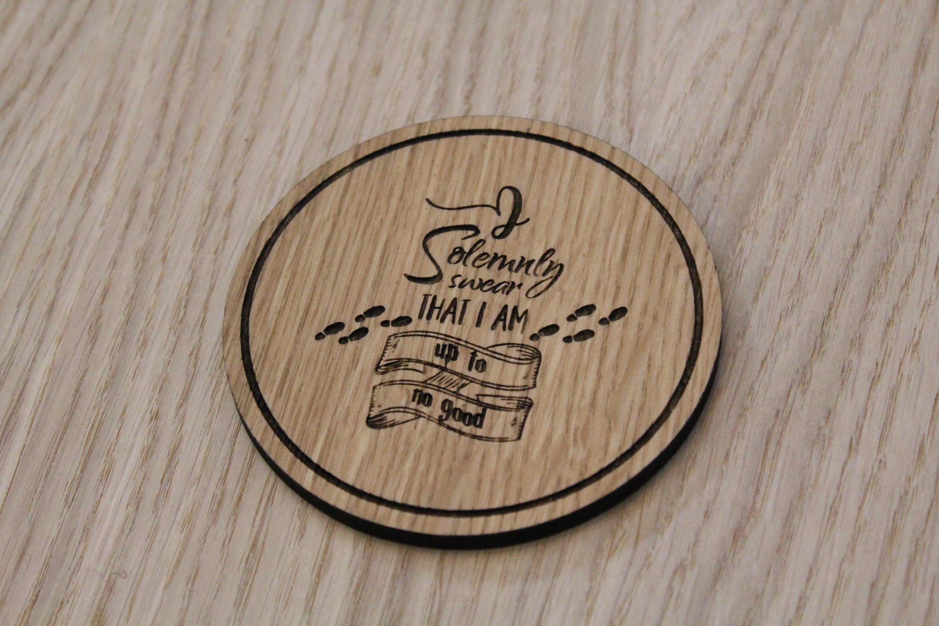 Laser cut wooden coaster personalised. marauders map