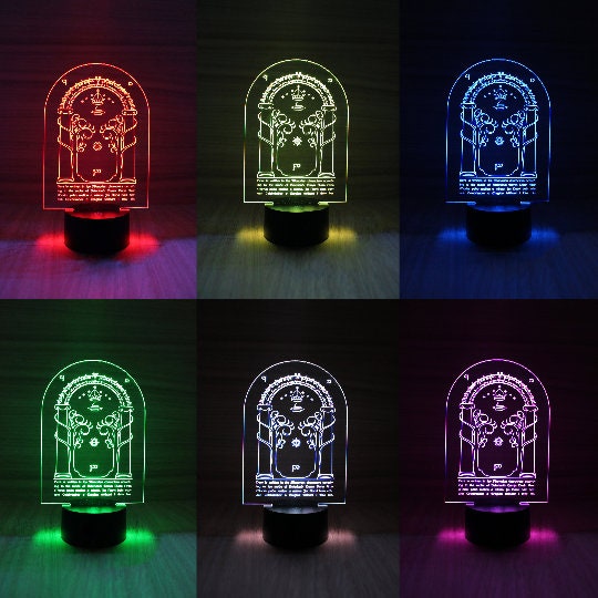 LED 3D Lamp Laser engraved - Lord of the rings Door of Durin. Elvin.