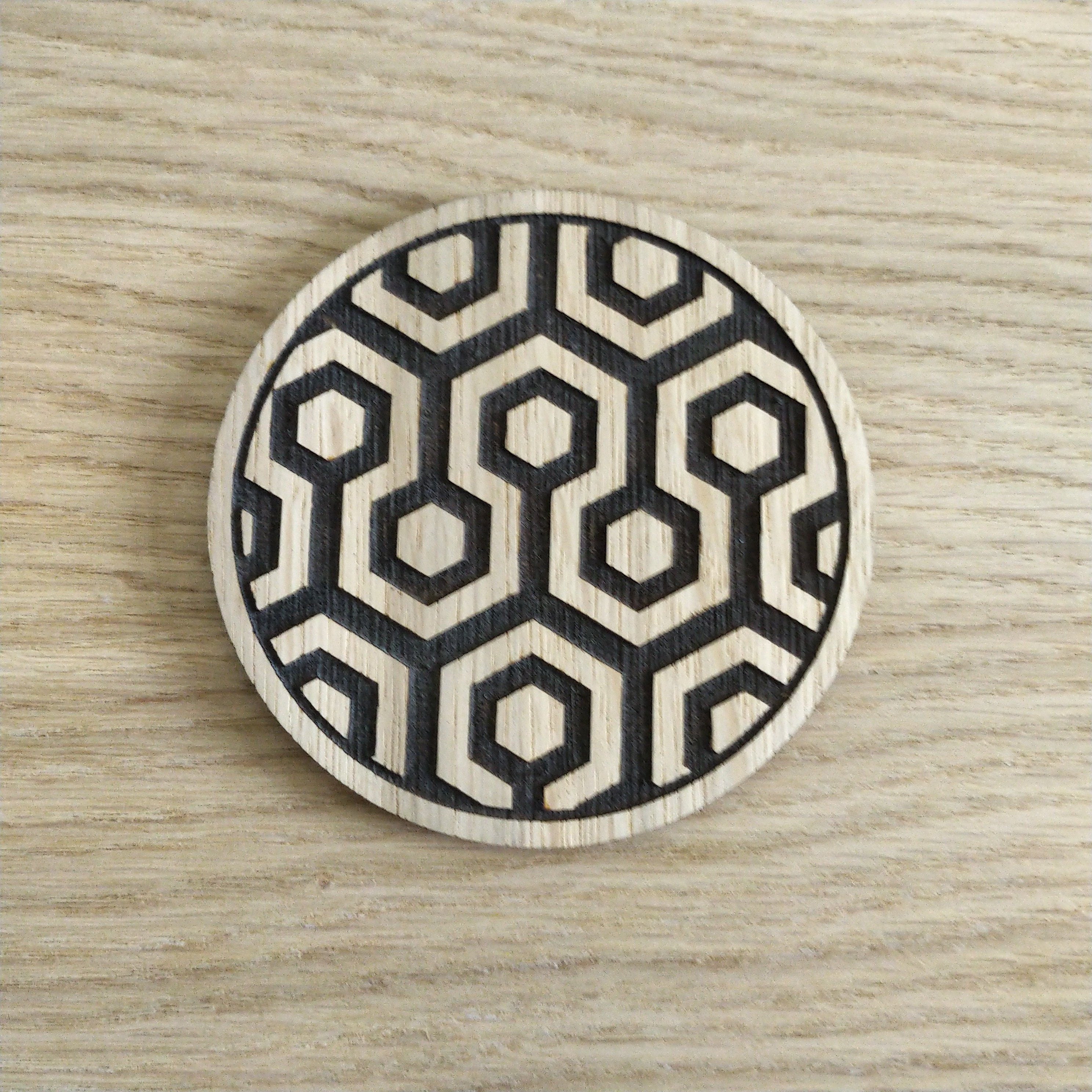 Laser cut wooden coaster personalised. The Shining Hotel Carpet Design
