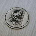 Laser cut wooden coaster personalised. LOTR Prancing Pony