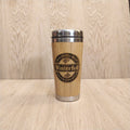 Lasercut Travel Mug personalised - S-Steel with 100% Bamboo exterior - Winterfell Beer