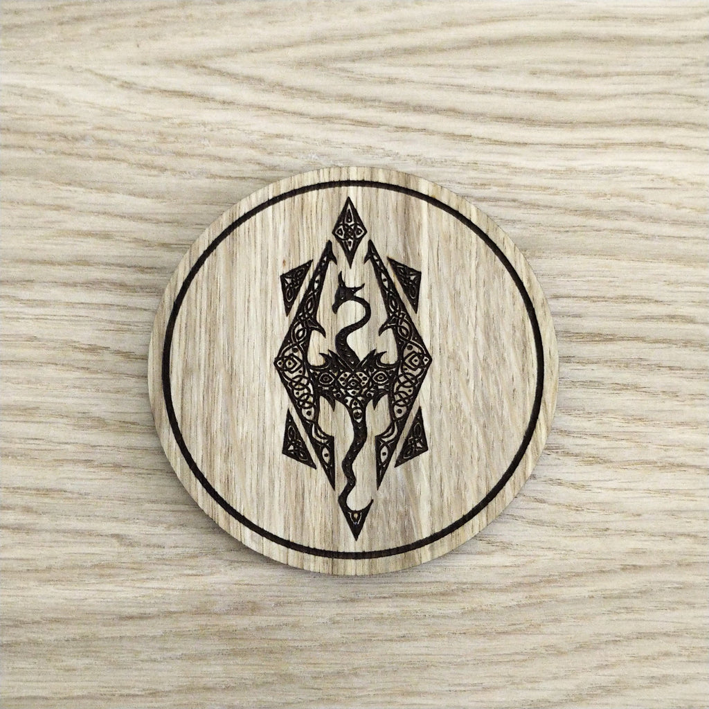 Laser cut wooden coaster personalised. Dragon Celtic Design