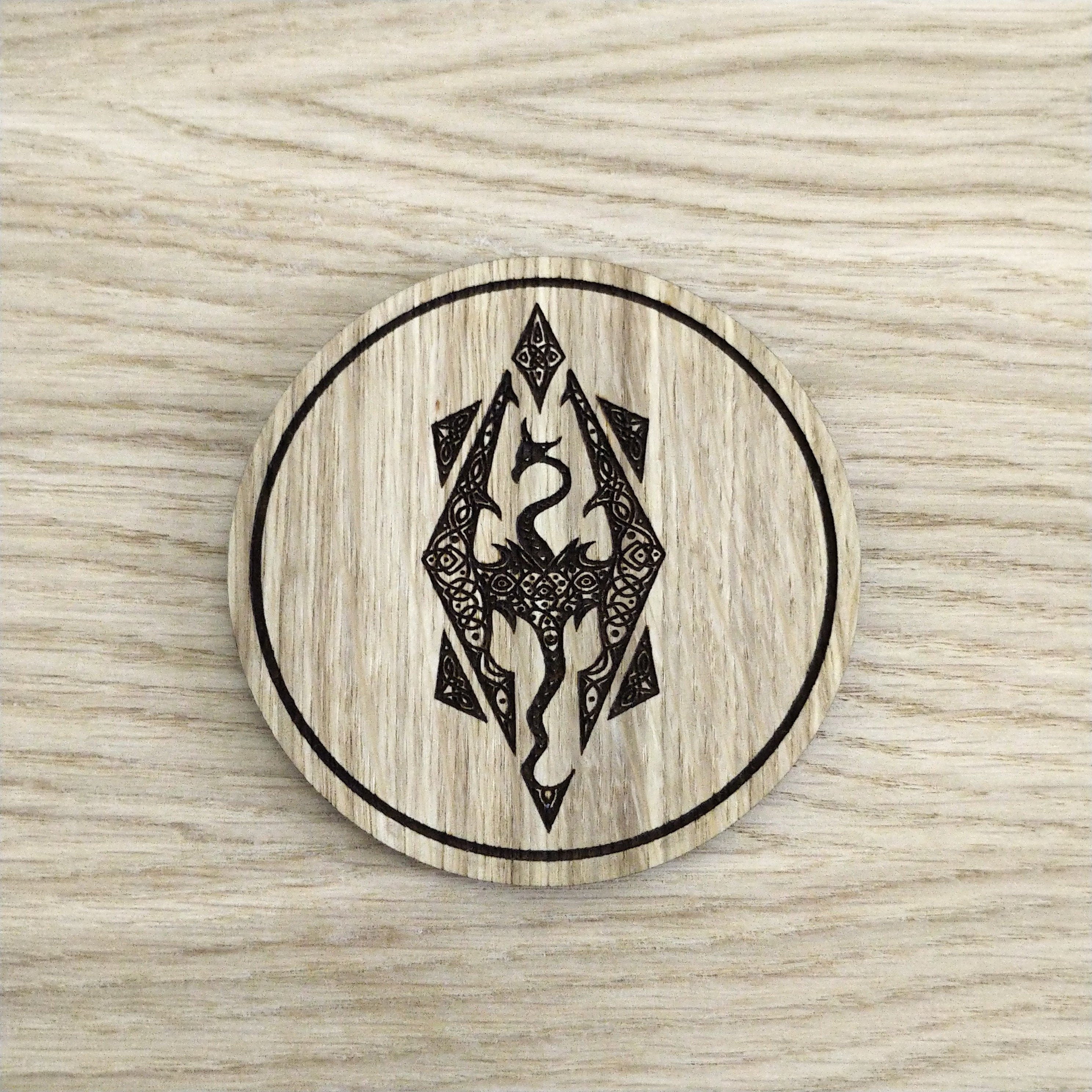 Laser cut wooden coaster personalised. Dragon Celtic Design