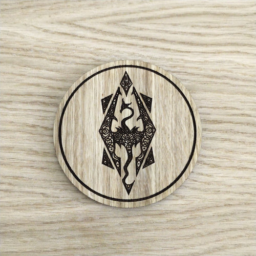 Laser cut wooden coaster personalised. Dragon Celtic Design