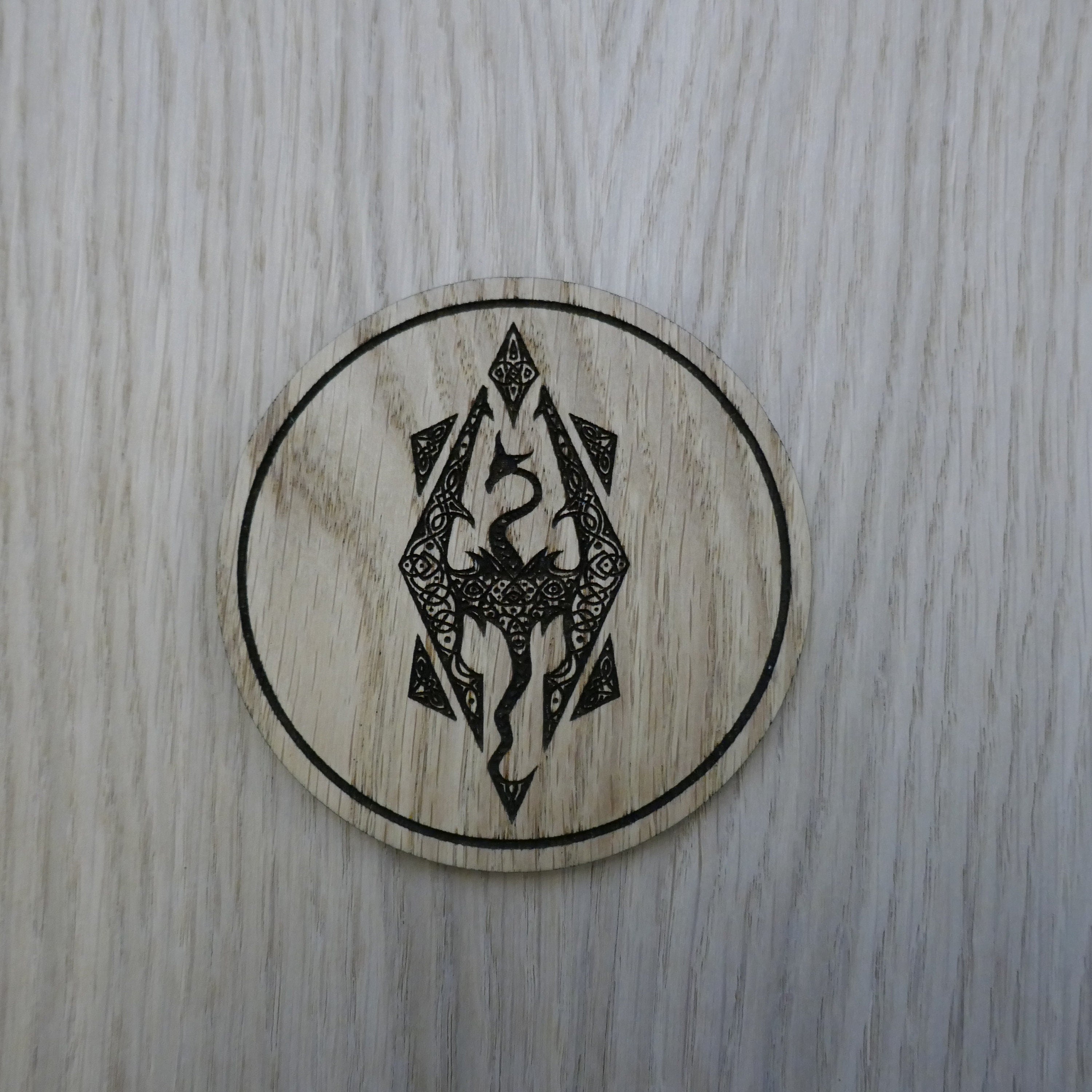Laser cut wooden coaster personalised. Dragon Celtic Design