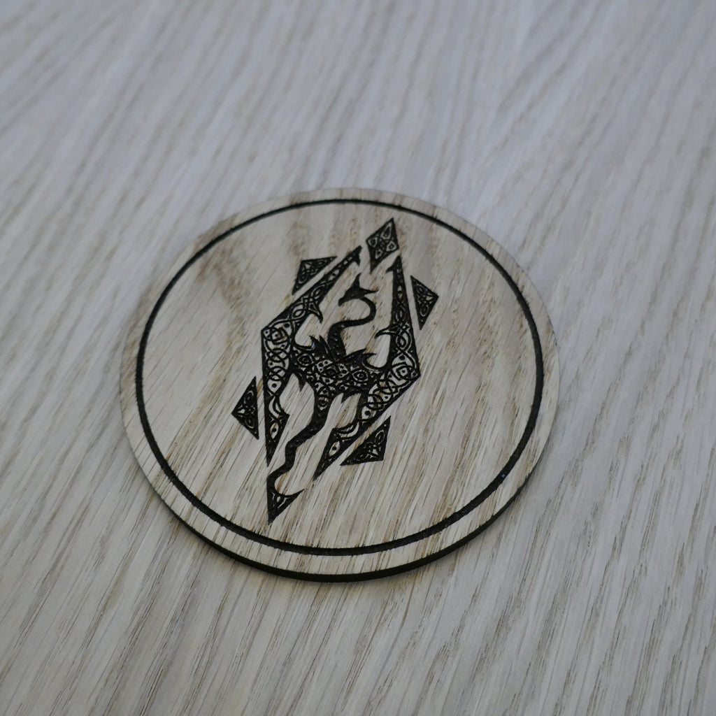 Laser cut wooden coaster personalised. Dragon Celtic Design