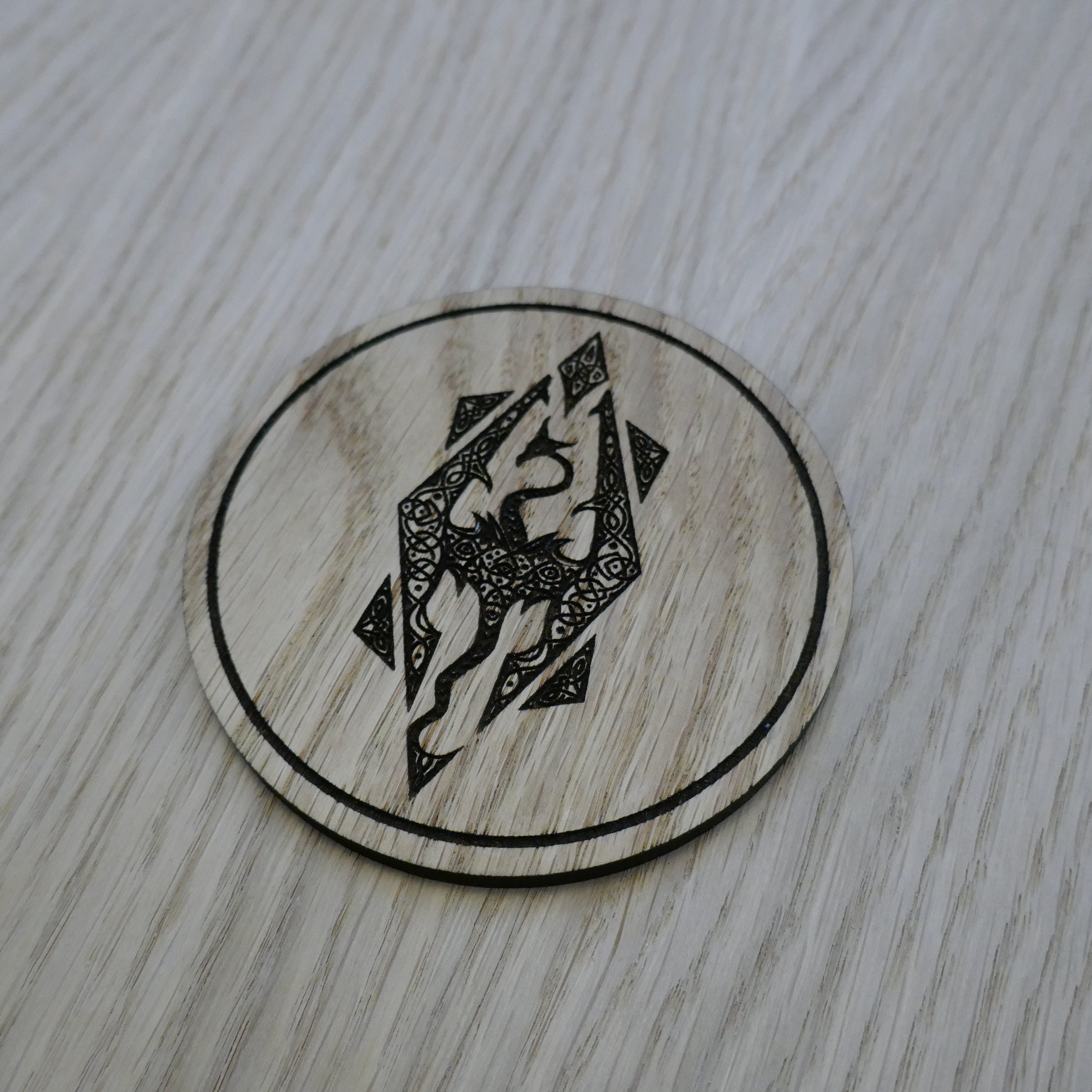 Laser cut wooden coaster personalised. Dragon Celtic Design