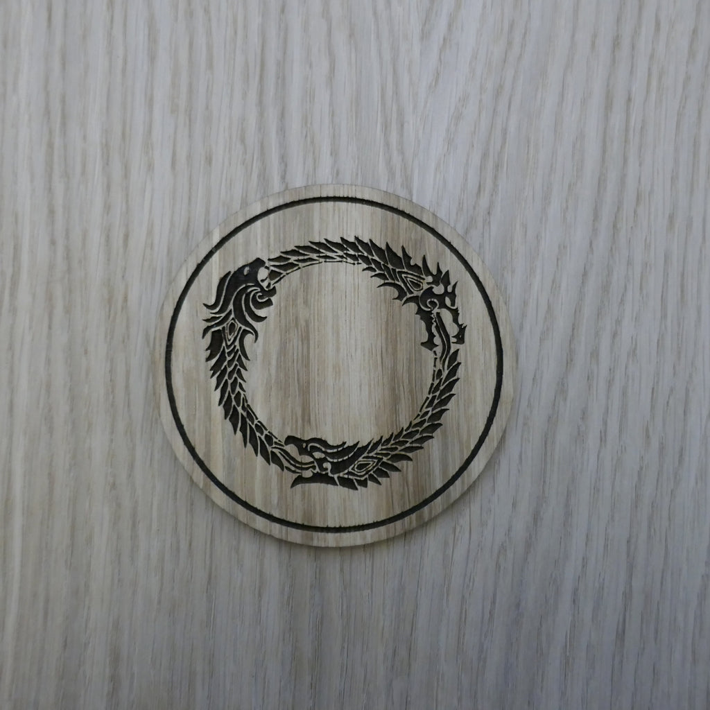 Laser cut wooden coaster personalised. Dragon Circle