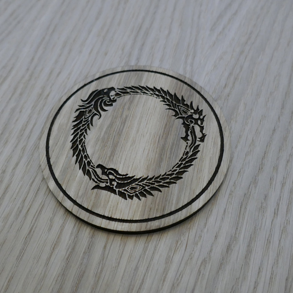 Laser cut wooden coaster personalised. Dragon Circle