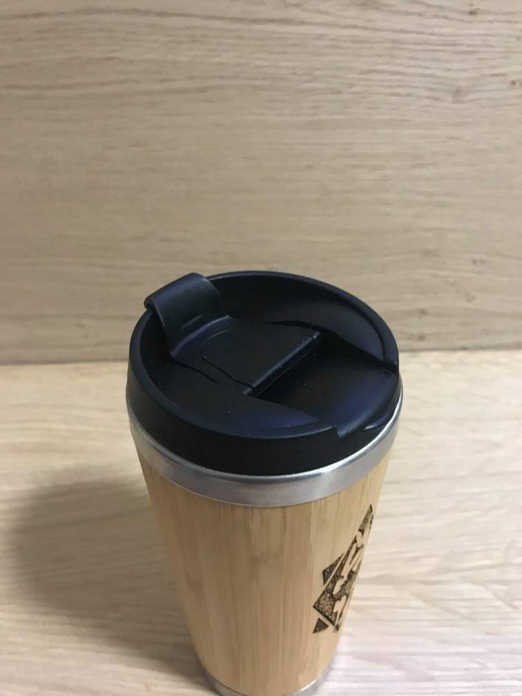 Lasercut Travel Mug personalised - Bamboo Eco Friendly - pug mug for dog lovers pun