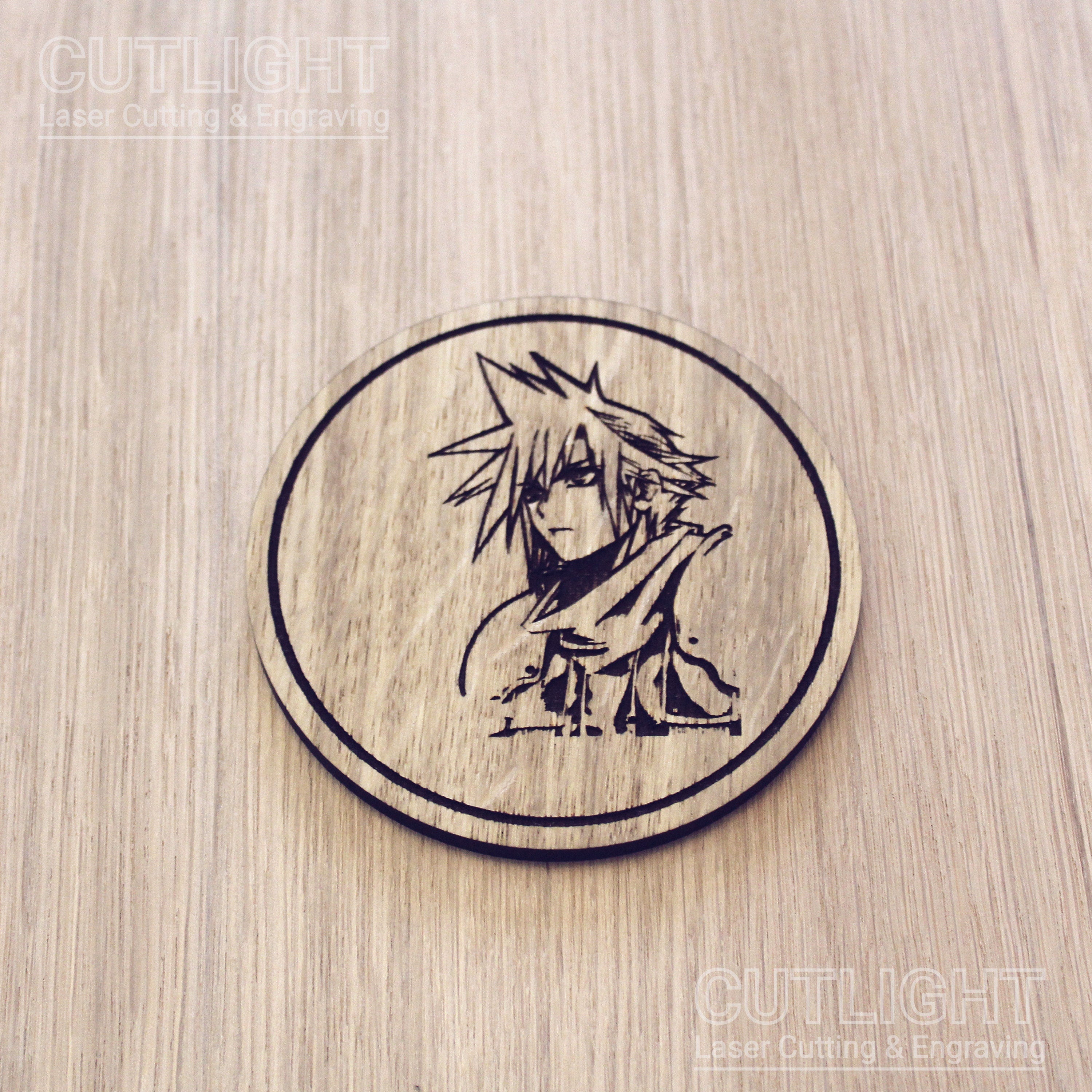 Laser cut wooden coaster personalised. Cloud Profile