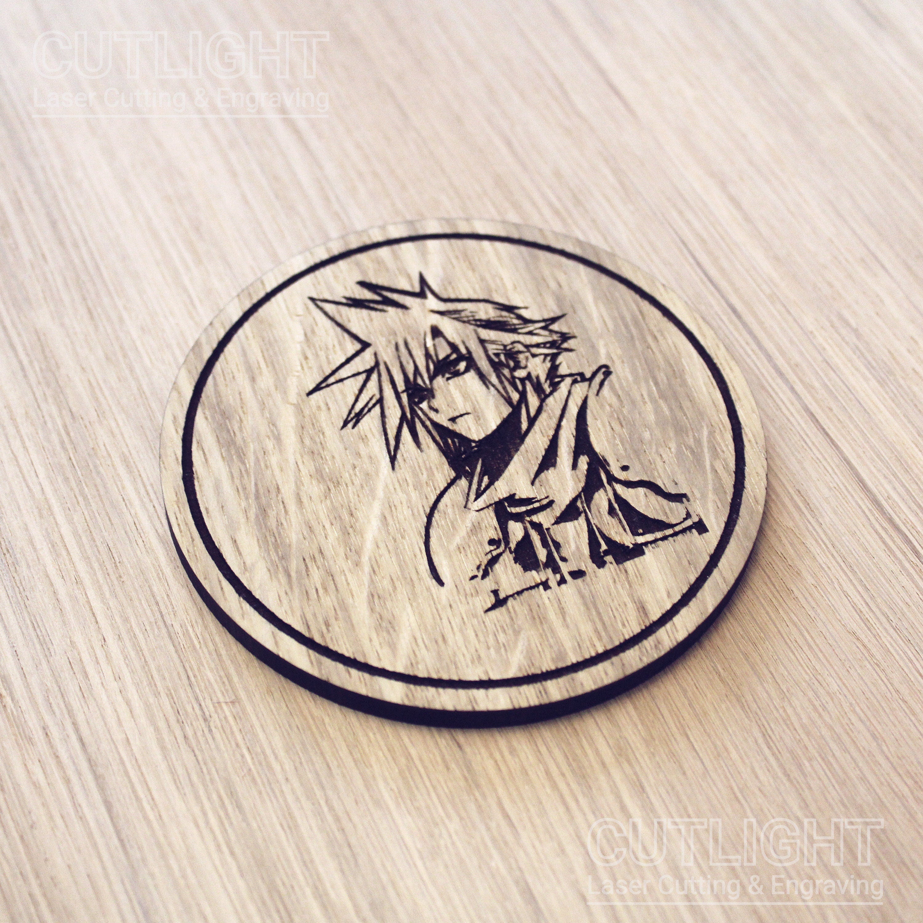 Laser cut wooden coaster personalised. Cloud Profile