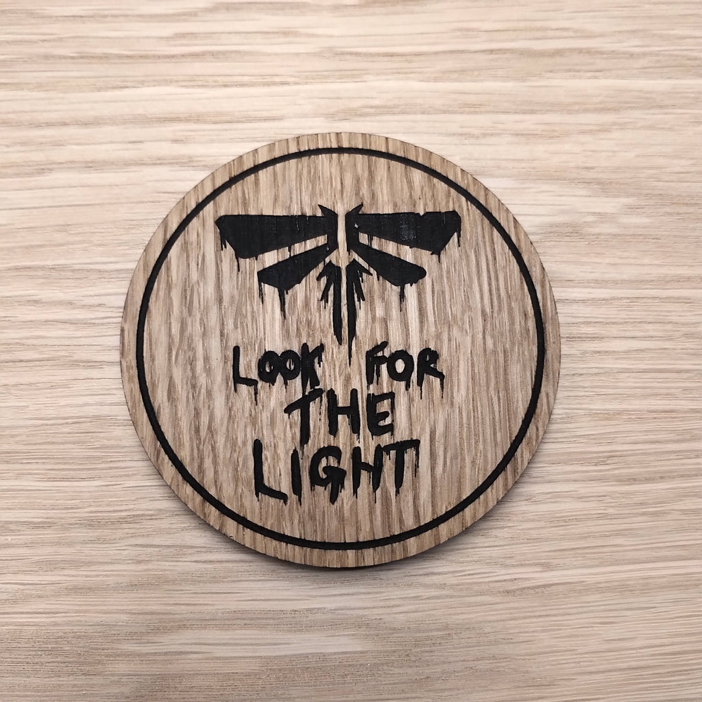 Laser cut wooden coaster personalised. Fireflies Look for the Light