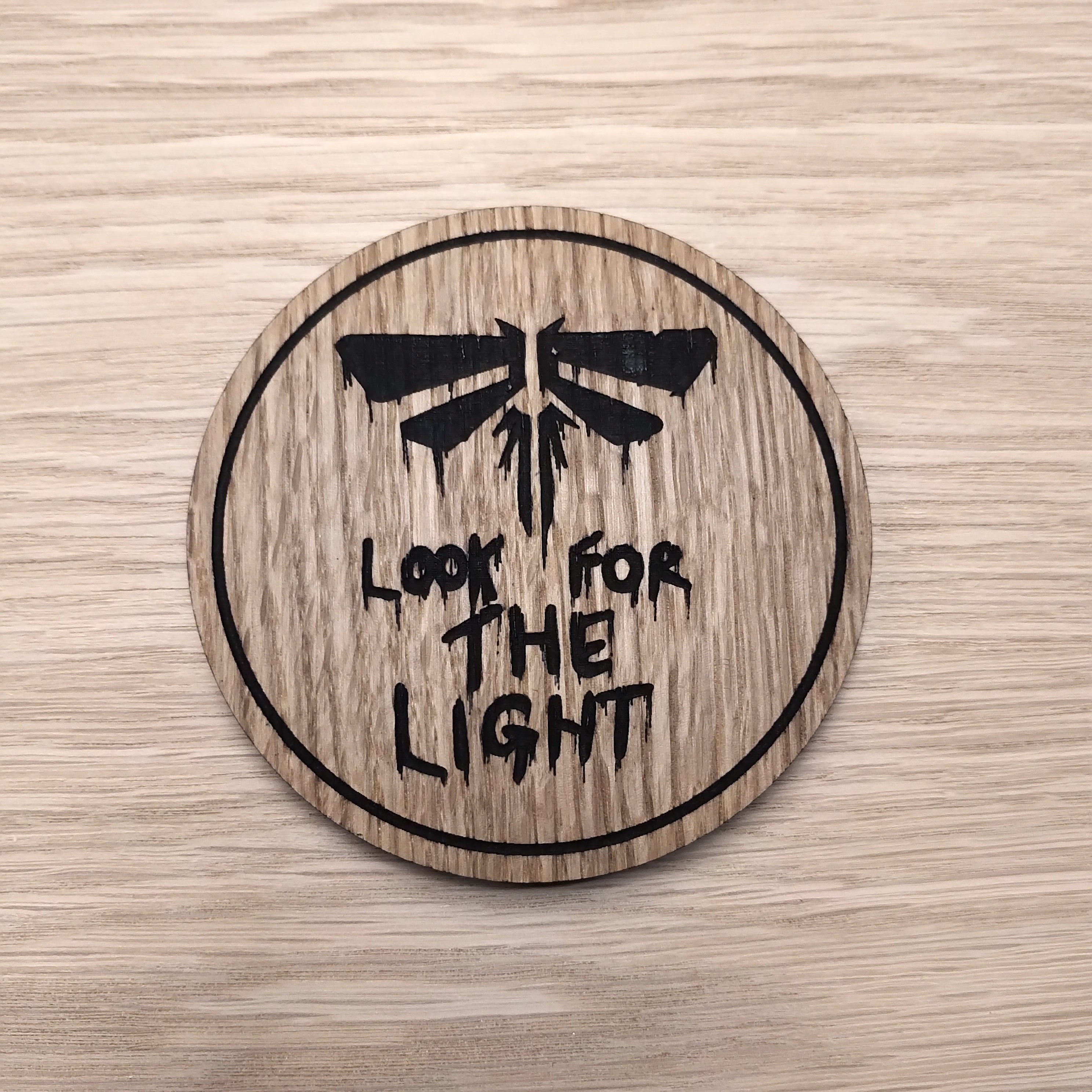 Laser cut wooden coaster personalised. Fireflies Look for the Light