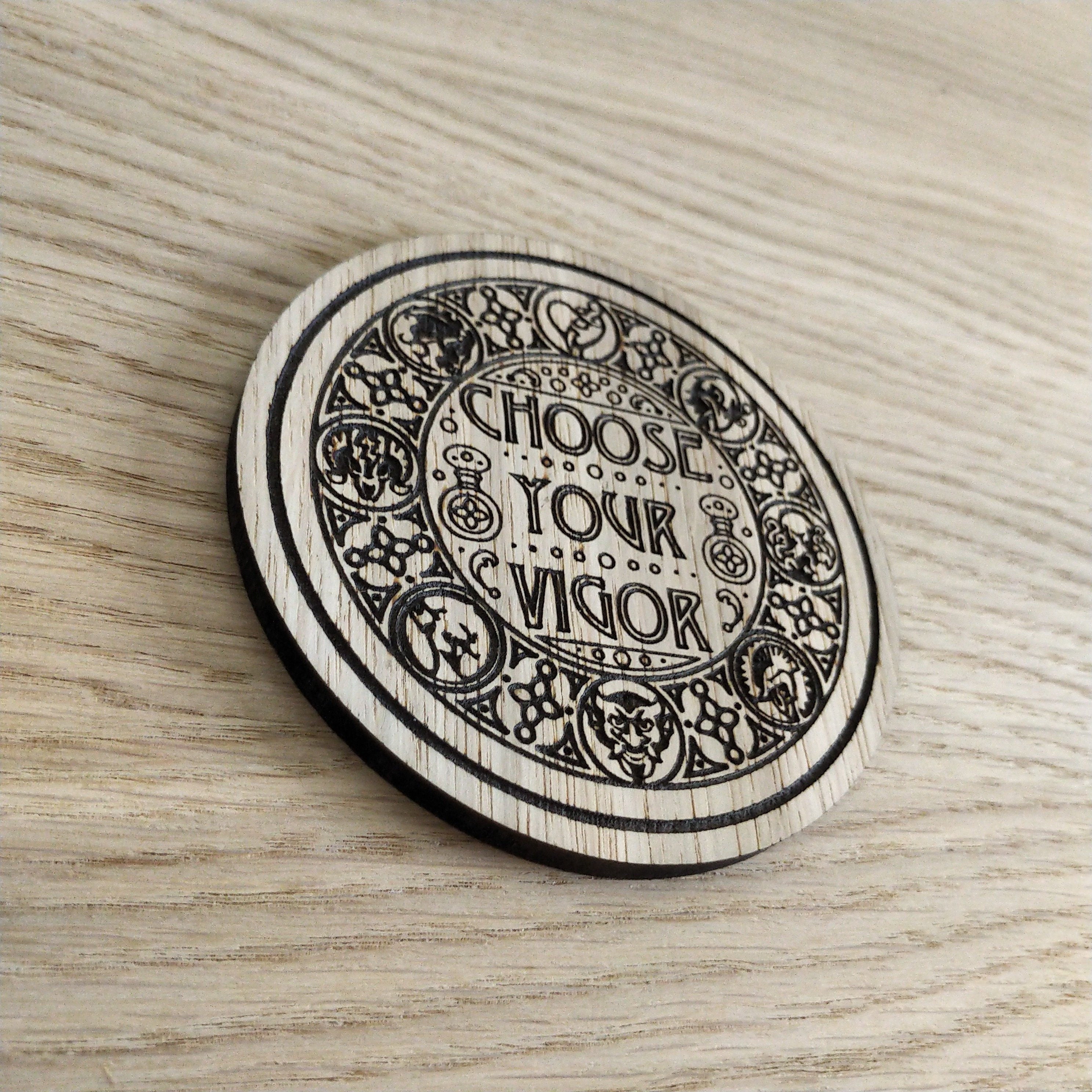 Laser cut wooden coaster personalised. Choose Your Vigor