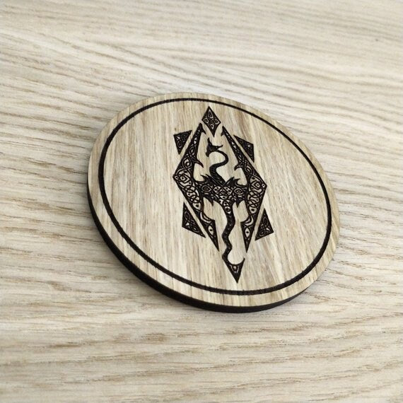 Laser cut wooden coaster personalised. Dragon Celtic Design
