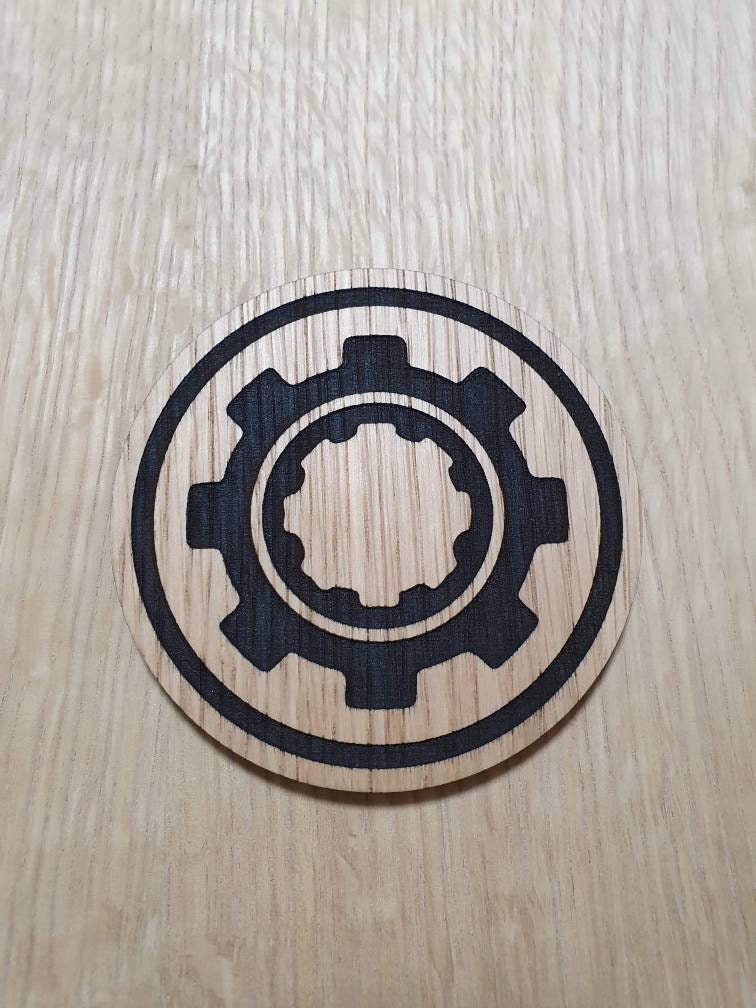 Laser cut wooden coaster personalised. Guild ball Nomad Engineer