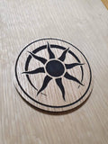 Laser cut wooden coaster personalised. Guild ball sun