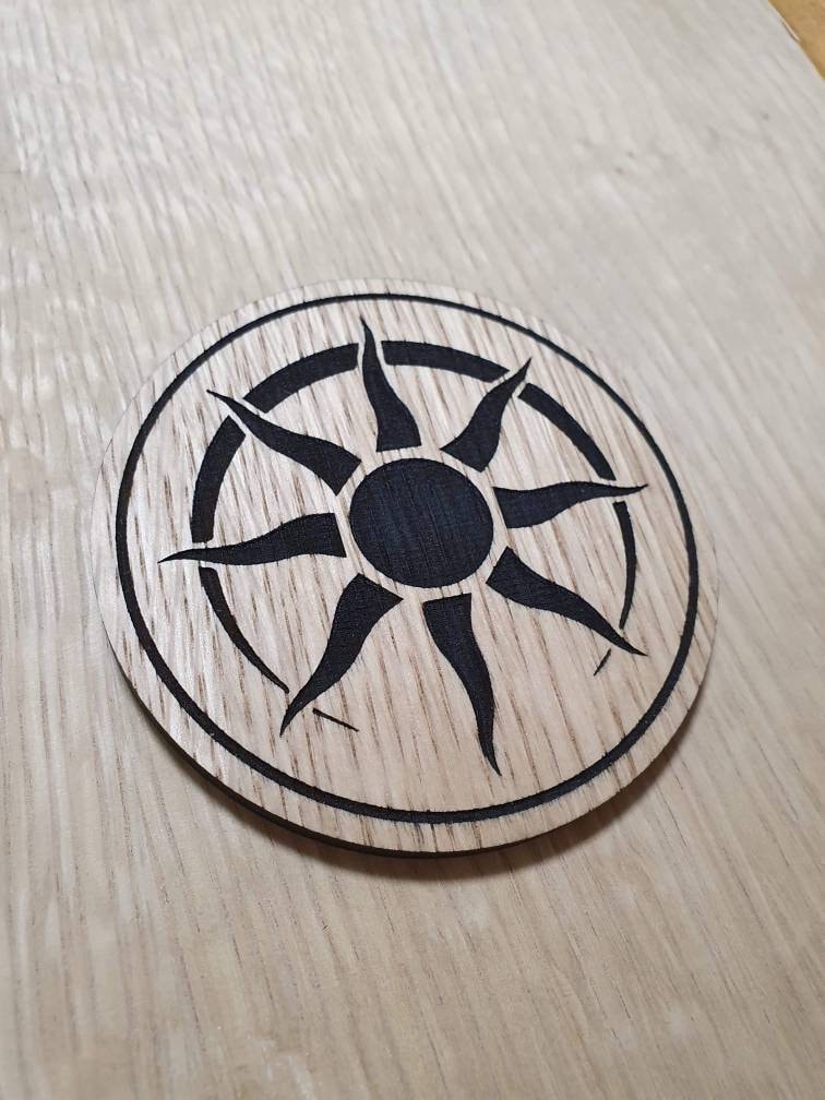 Laser cut wooden coaster personalised. Guild ball sun