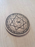 Laser cut wooden coaster personalised. Heptagram scorpion fifth pentacle of Mars - supernatural lasercut