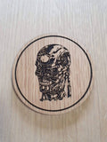 Laser cut wooden coaster personalised. 1980s movie robot head
