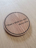 Laser cut wooden coaster personalised. That's what she said office Quote