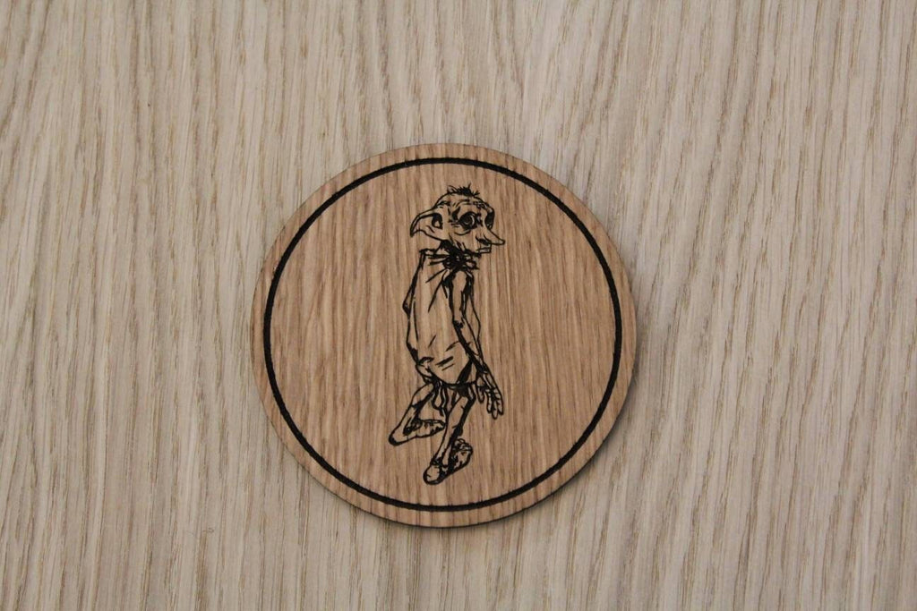 Laser cut wooden coaster. Dobby house elf - Unique Gift lasercut