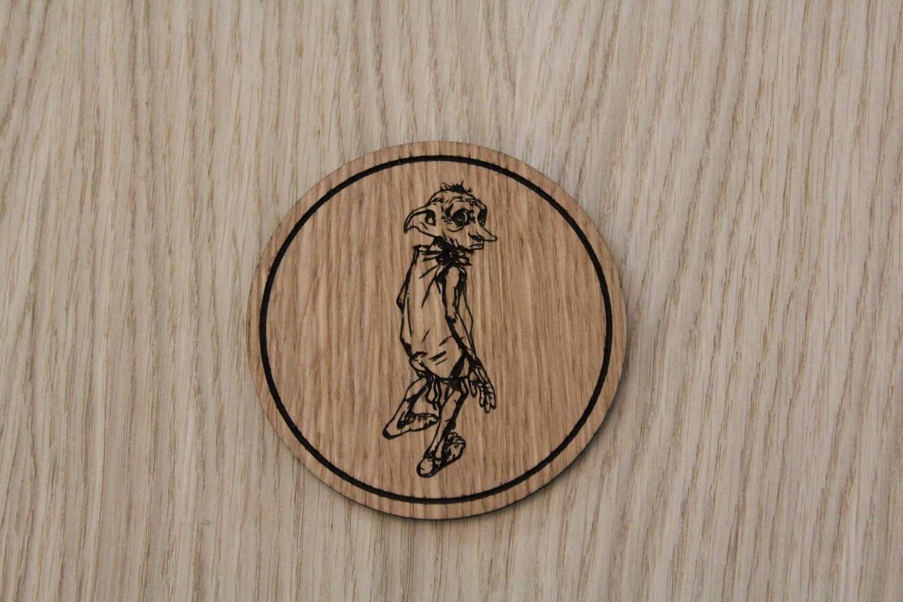 Laser cut wooden coaster. Dobby house elf - Unique Gift lasercut