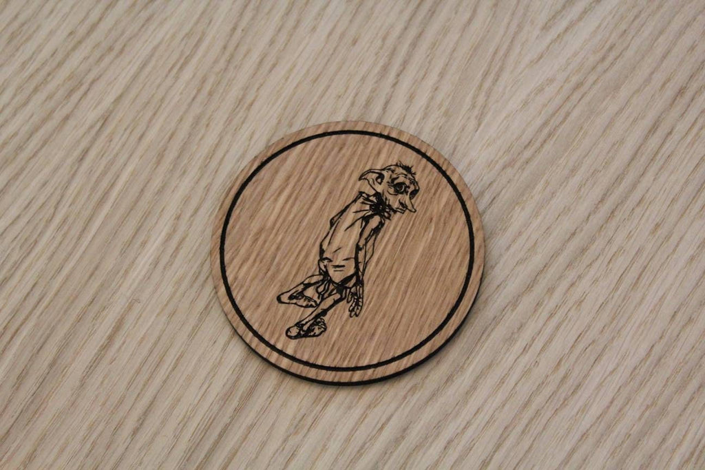Laser cut wooden coaster. Dobby house elf - Unique Gift lasercut