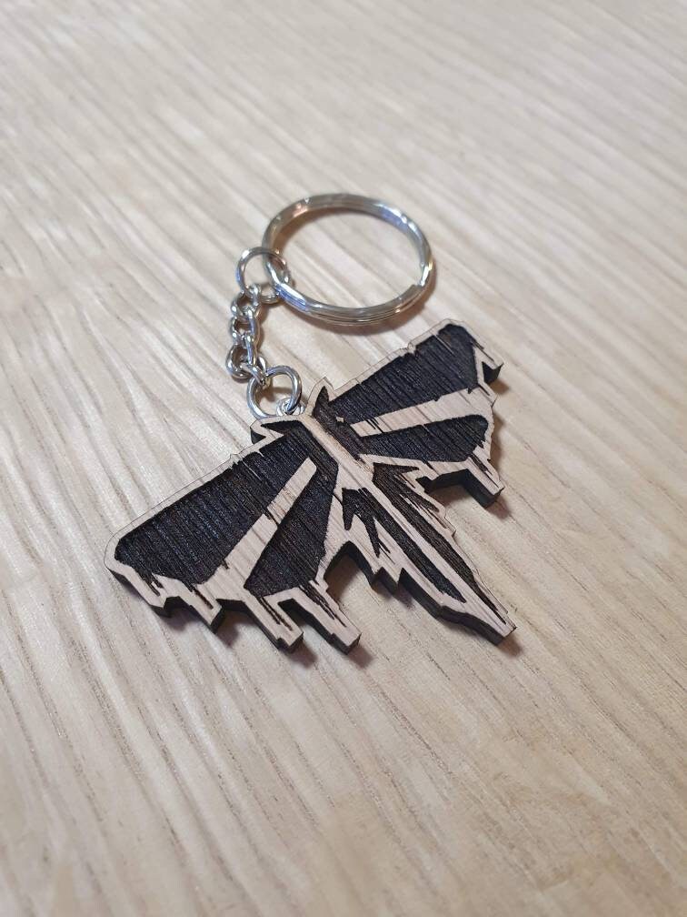 Lasercut wooden keyring keychain. fireflies look for the light