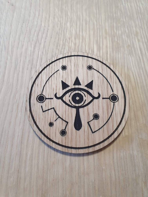 Laser cut wooden coaster personalised. Legend shiekah slate