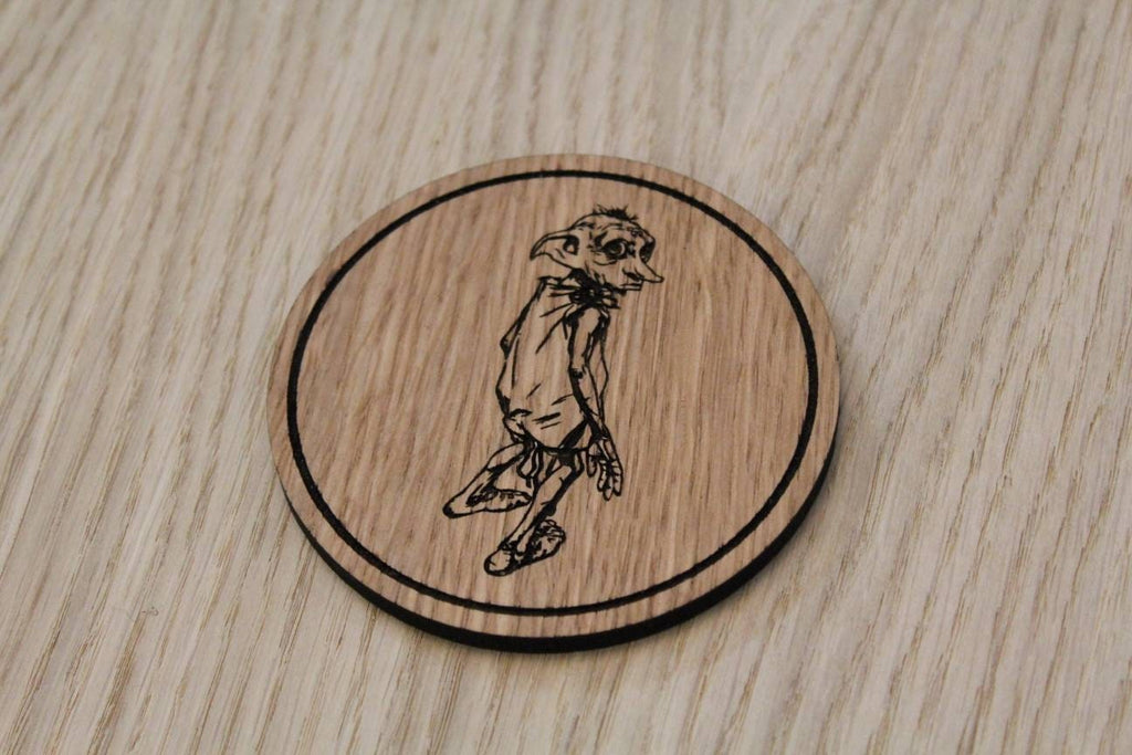 Laser cut wooden coaster. Dobby house elf - Unique Gift lasercut
