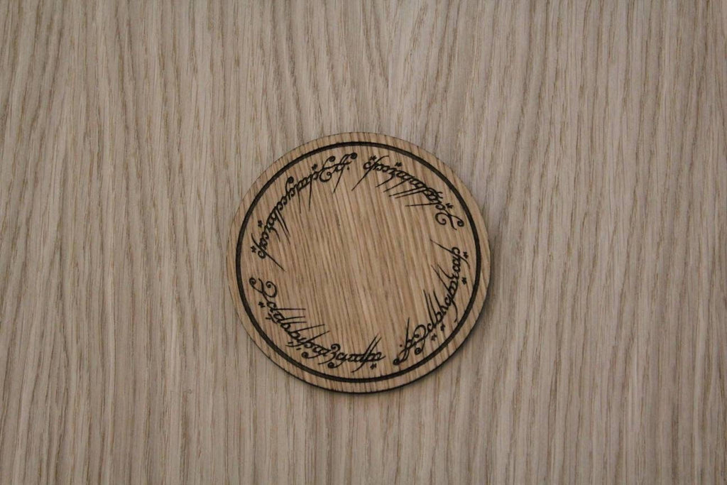 Laser cut wooden coaster personalised. LOTR one coaster to rule them all