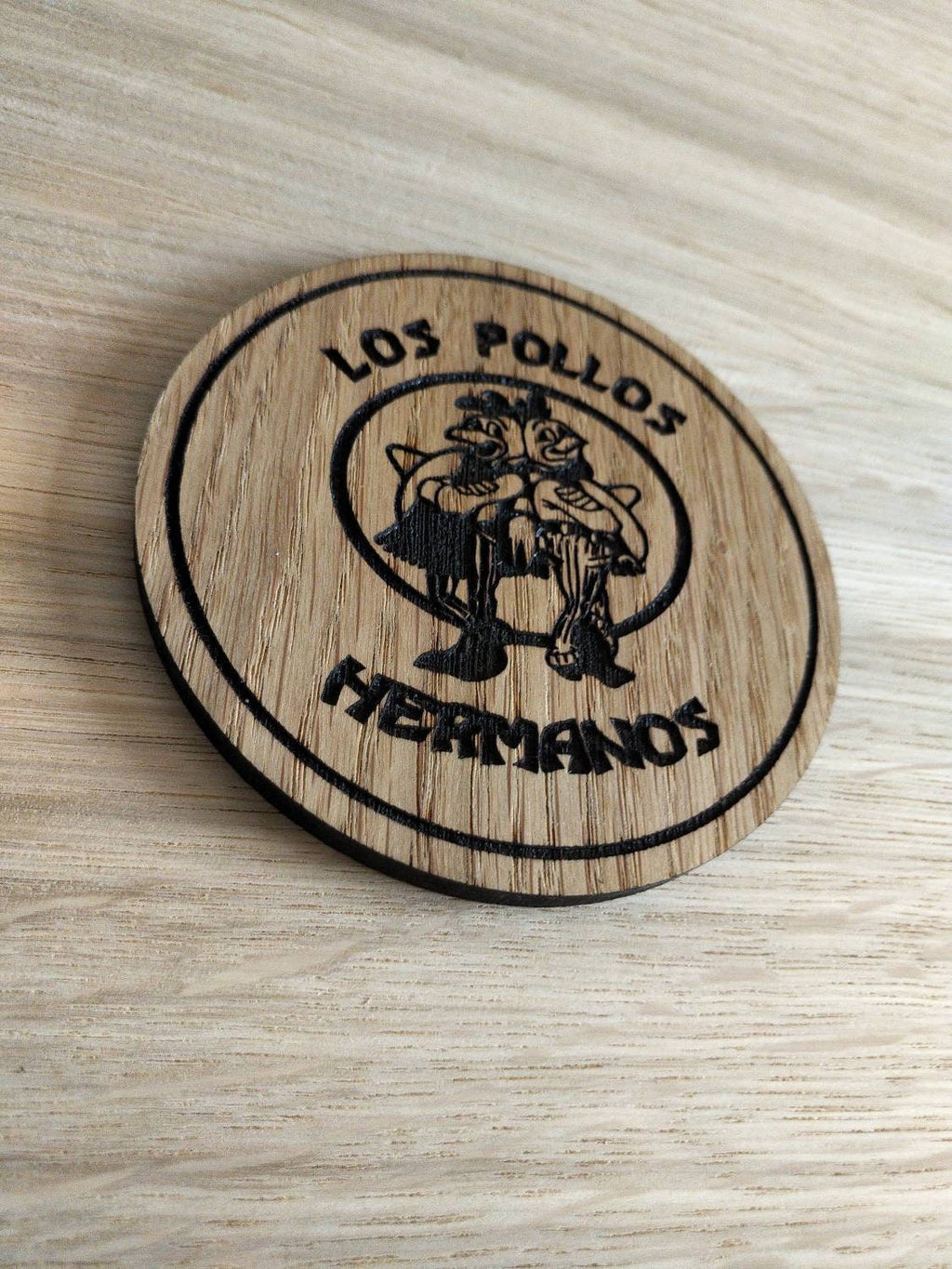 Laser cut wooden coaster. Los pollos hermanos Unique Gift lasercut