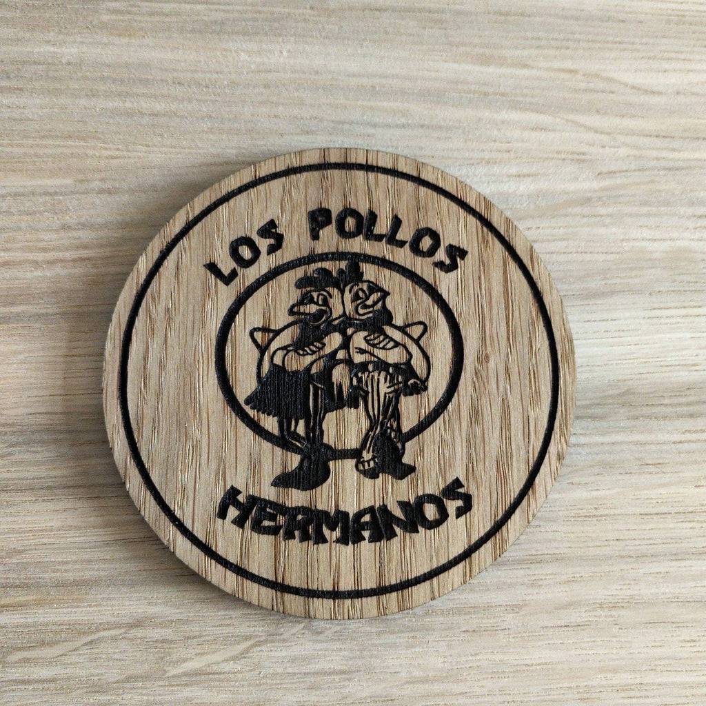 Laser cut wooden coaster. Los pollos hermanos Unique Gift lasercut