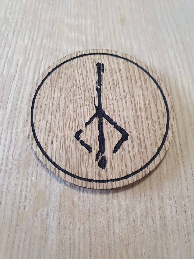 Laser cut wooden coaster personalised. hunter Mark