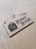 Lasercut wooden sign personalised . LOTR Hobbit house sign, 13cm x 6.5 cm