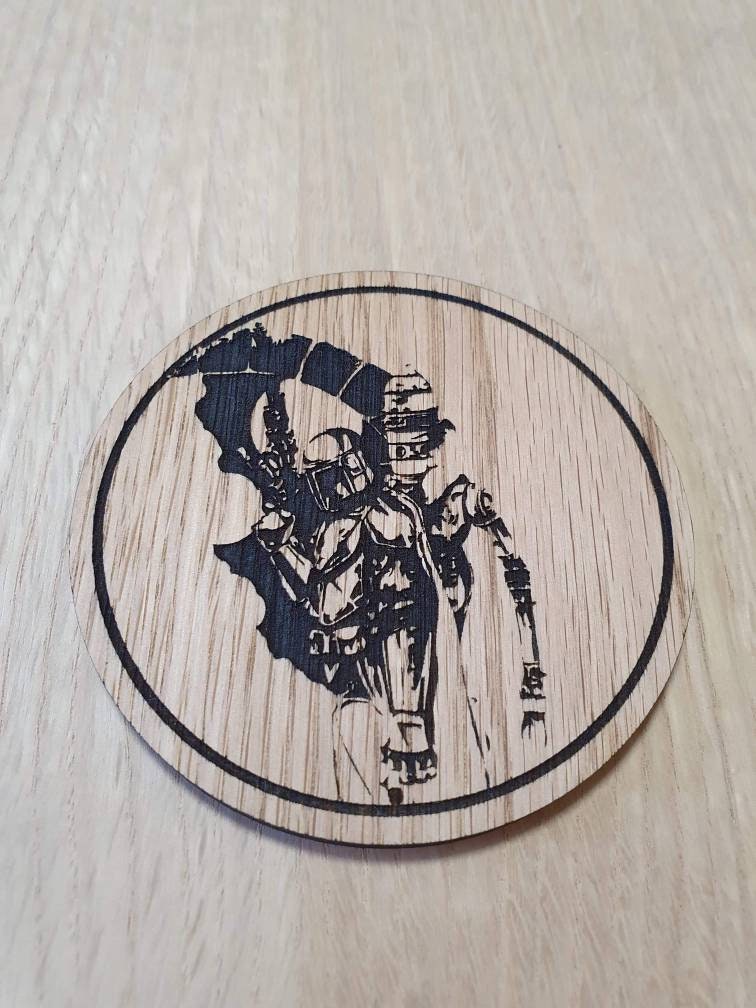 Laser cut wooden coaster personalised. This is the way