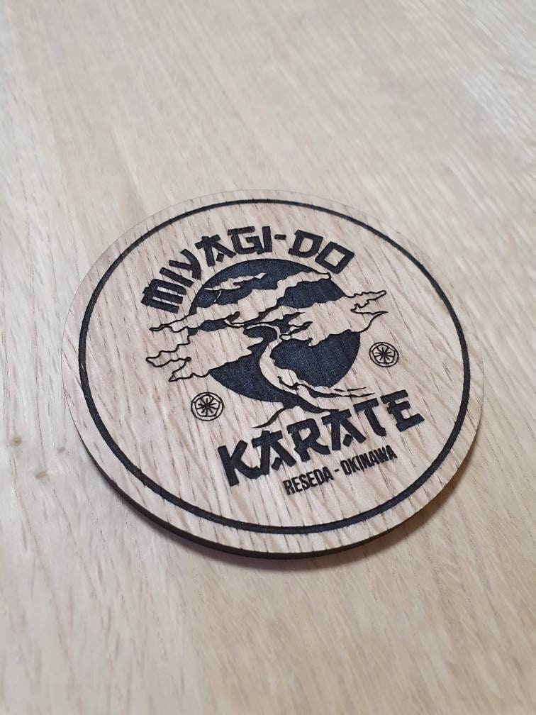 Laser cut wooden coaster personalised. karate dojo