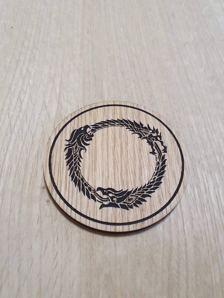 Laser cut wooden coaster personalised. Dragon Circle